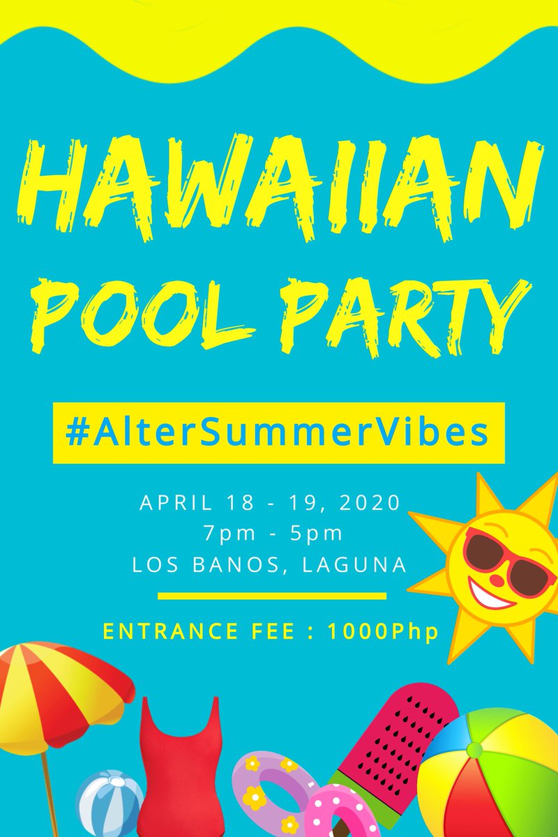 ManilaEDGER's tweet photo. We're having a #HawaiianPoolParty!
Come Join us & gain new friends πββοΈπ»β±
π April 18-19
β° 7pm - 5pm
πLos Banos, Laguna
FEE: 1000php
for INQUIRIES, DM (event admins)
@IAmJowABLEsz
@xavierain24
@g_Lakan
@digi_jordan
#AlterSummerVibes #CampMasterEdger https://t.co/9HpJQygXXv