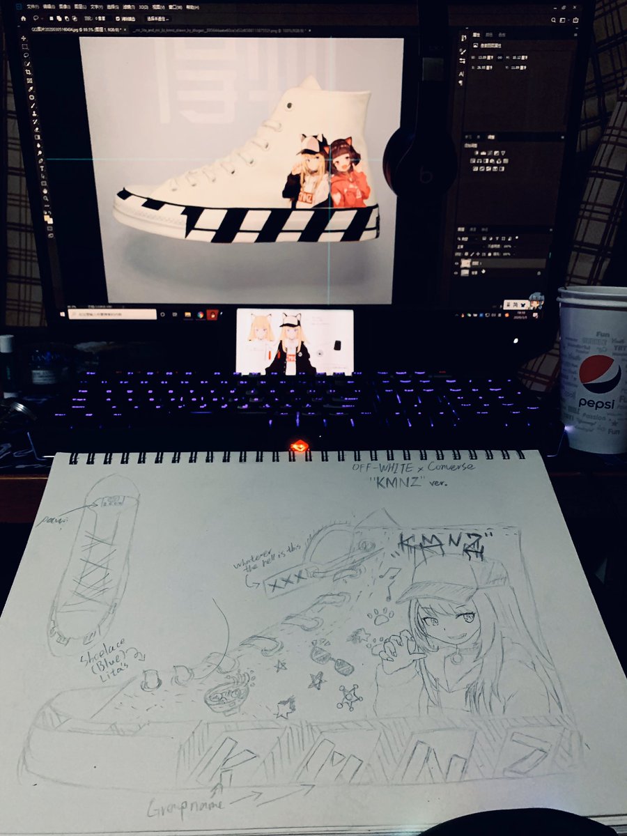 AozakiNico's tweet photo. Unfinished #kmnz #kmnzlita #converse #offwhite #converseoffwhite #design #customshoes #kmnzart https://t.co/lEBwvH2Nqr
