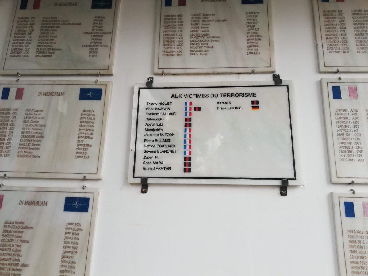 catherinemangin's tweet photo. Hommage à Pierre Billaud et Johanne Sutton ce matin à l’ambassade de France à Kaboul: une plaque pour toutes les victimes du terrorisme. .@RTLFrance⁩ .⁦@RFI⁩ https://t.co/Edbj139WSF
