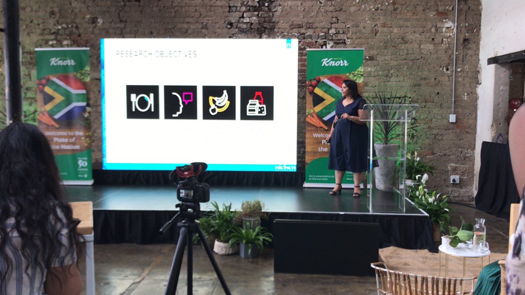 TwigaPR's tweet photo. Kim Reddy of @nielsen Africa presenting the results of how we eat, what we eat and how it impacts on the health of the nation. What’s on your plate guys?  #plateofthenation @Knorr_ZA https://t.co/umJUzD7vdx