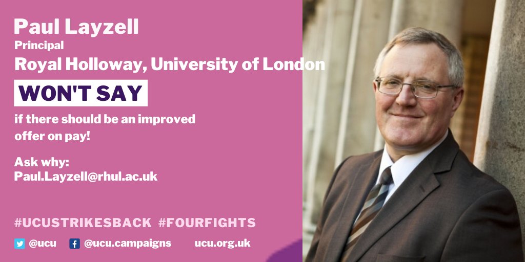 RH_UCU's tweet photo. @RHULPrincipal also won't say whether he thinks there should be an improved offer on pay as part of the #FourFights.
#UCUStrikesBack #RHStrikes #BearsOnStrike https://t.co/UmfKqswjch