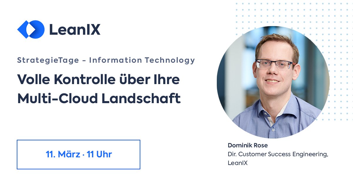 SAPLeanIX's tweet photo. Today at StrategieTage in Cologne, our Dir. Customer Success Engineering, Dominik Rose, will tell you how to take full control over your multi-cloud landscape. Don't miss his slot!
https://t.co/mKMozh6uEG
#LeanIXonStage #CloudNativeSuite https://t.co/B8xqkf08fL
