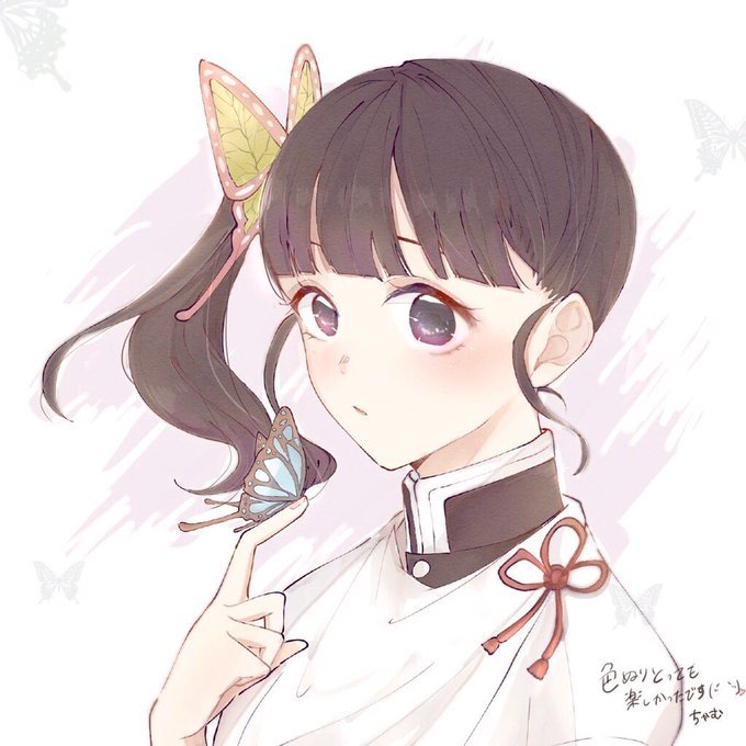 ちゃむさんがTwitterに投稿した栗花落カナヲ(鬼滅の刃)のイラスト。