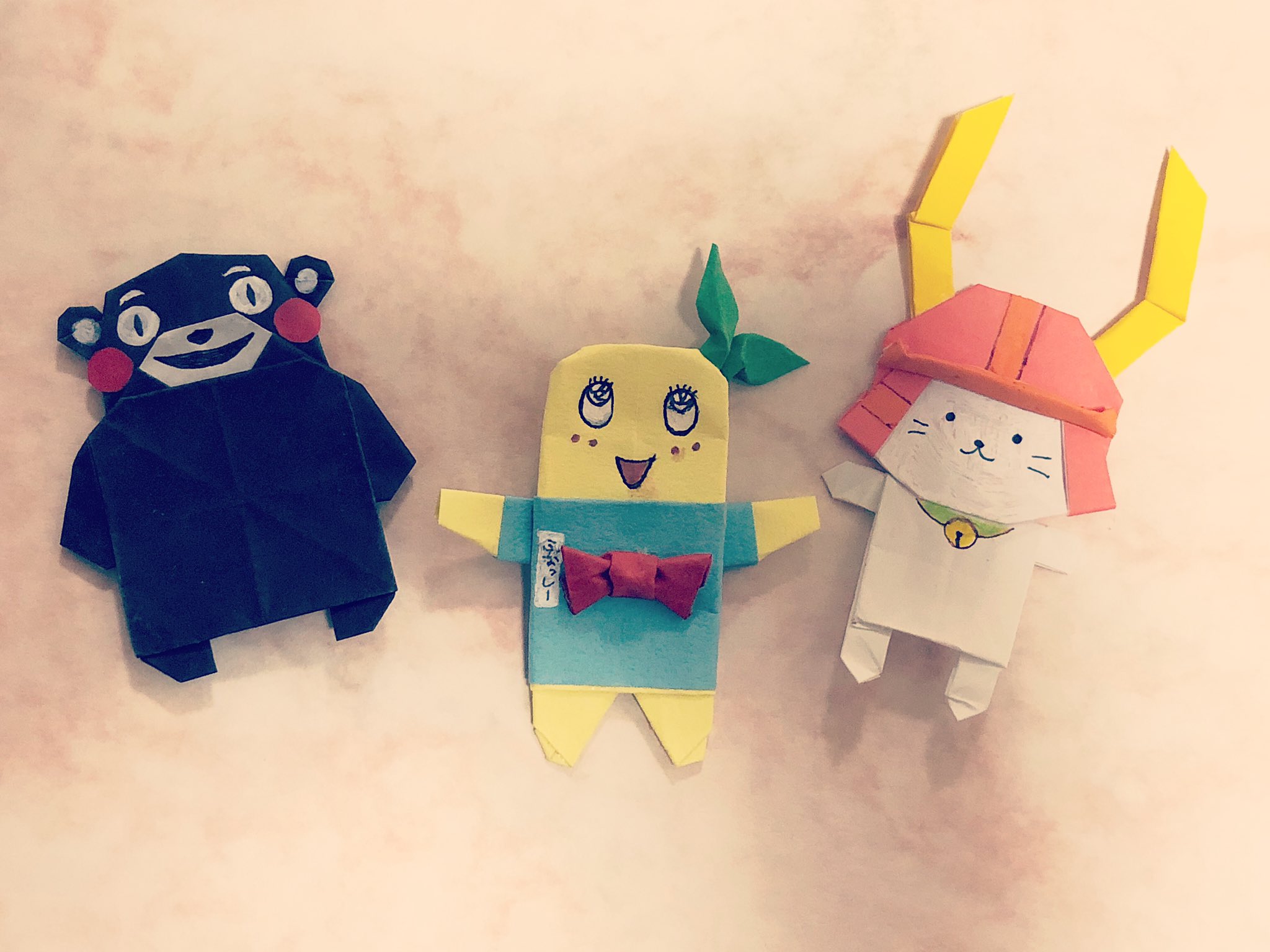 ゆうちゃん 日本のご当地prキャラクターたちを折り紙で再現 くまモンとひこにゃんは いしばしなおこ先生考案 ふなっしーは 伊藤ユースケ オリジナル作品です 折り紙 ご当地キャラ ゆるキャラ くまモン ひこにゃん ふなっしー 折り紙作品