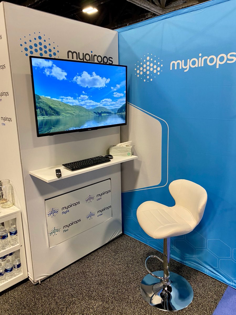 myairops's tweet photo. The setup is complete! If you want to find out how myairops can make your job easier, reduce operational complexities and boost your sales come and find us at booth 139 at Schedulers and Dispatchers conference! #NBAA #BizAvSystems #BizAv #myairops https://t.co/SCyX0tVL5t