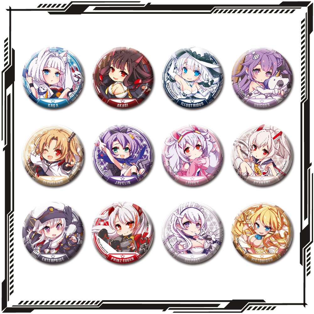 商品情報】『#アズールレーン ビッグメタリック缶バッチ』500円+税好評