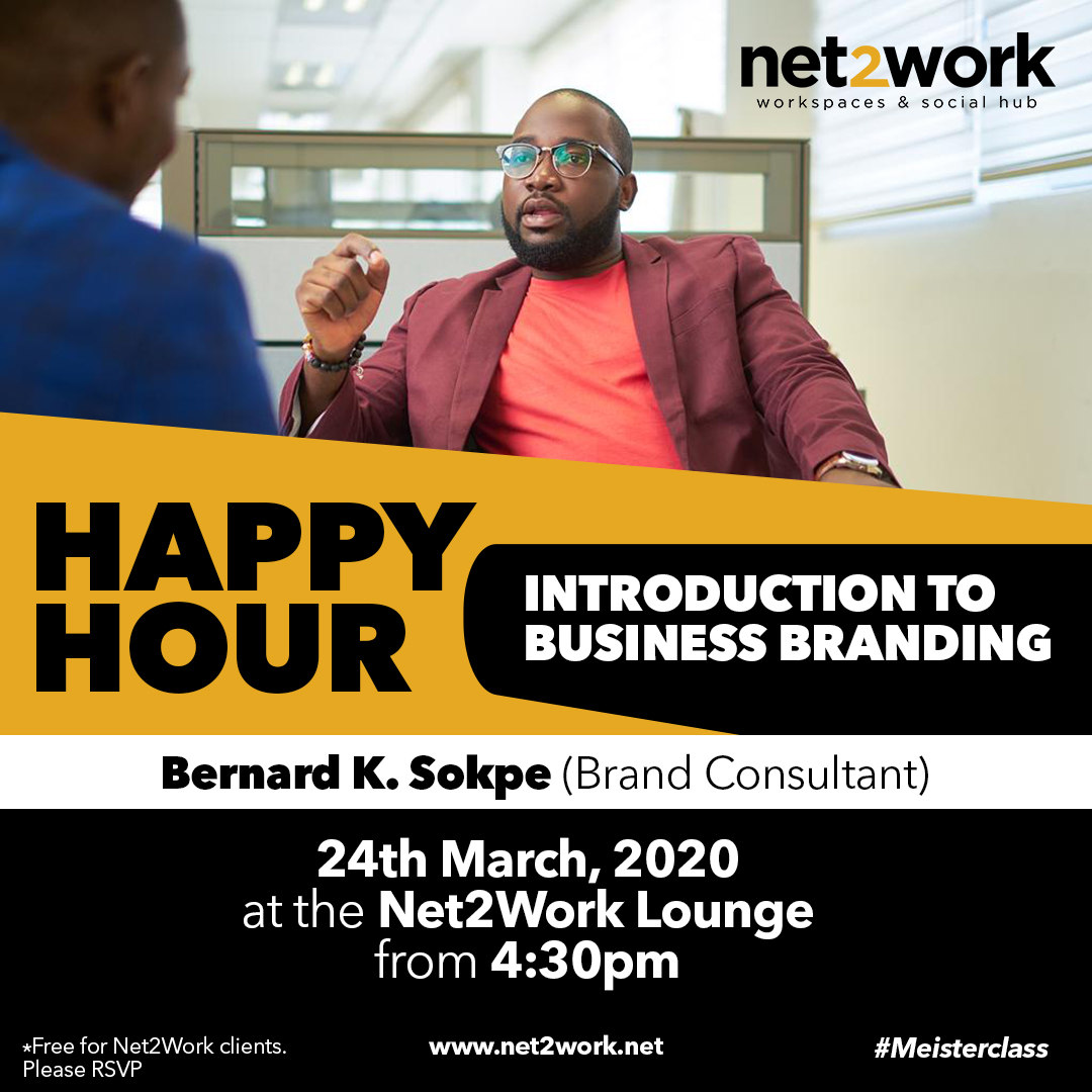 net2workgh's tweet photo. This month’s #HappyHour is dedicated to Business Branding. @mistameister(Bernard Kafui Sokpe) our resource person, with up to 10 years of experience will be sharing lifetime nuggets on how to successfully brand your business. Join us on 24th, March 2020 for the #MeisterClass https://t.co/bSka4OzZXp