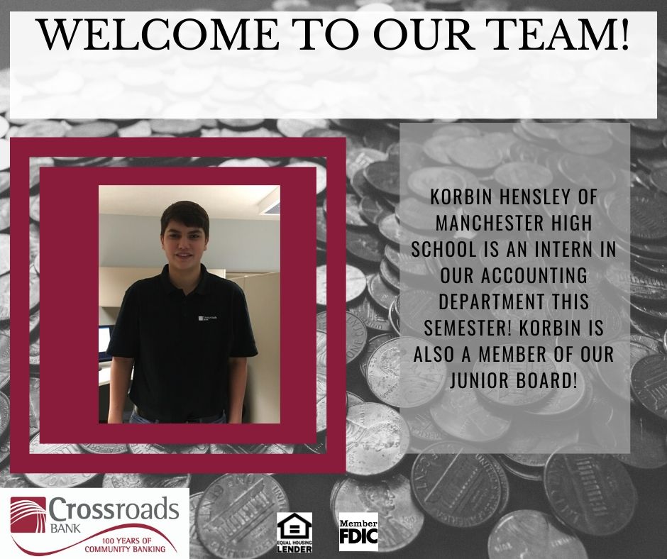CrossroadsBank's tweet photo. We are pleased to welcome two #HighSchoolInterns this semester! Payton Deeter @SouthwoodHS & Korbin Hensley @MCS_Mktg_Dept! https://t.co/JmicJGzdno