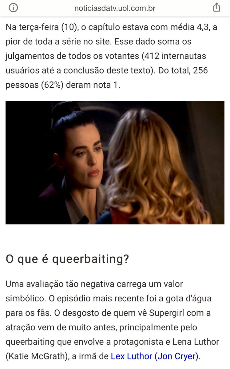 TheWeirdie's tweet photo. #Supercorp hitting Brazilian news. #LGBTQ #KatieMcgrath #melissabenoist https://t.co/YkGQ01d9KK