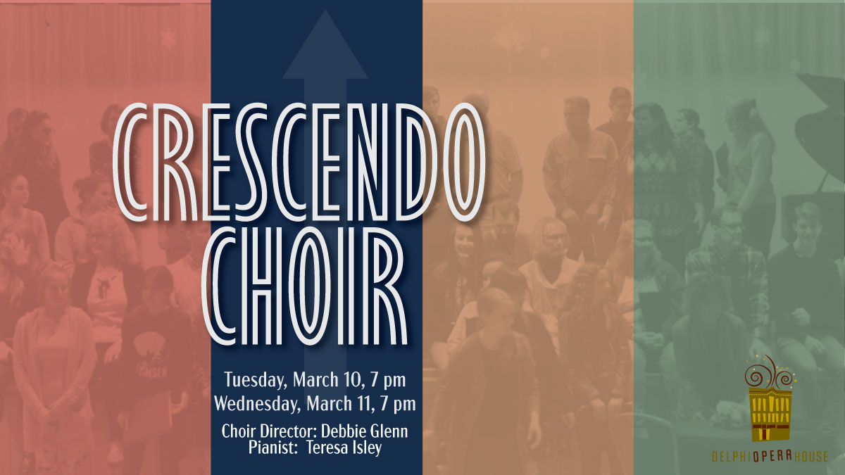 DelphiOperaHous's tweet image. SHOWTIME-Tonight, March 11, Crescendo Choir is at Delphi Opera House. Get out of your house and into our house for a night of local talent spanning several communities wrapped in one awesome show. Tickets: delphioperahouse.org or call 765-564-4300. See you there!