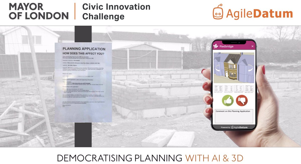 Tomorrow is the final of the <a href="/MayorofLondon/">Mayor of London, Sadiq Khan</a> #CivicInnovationChallenge on the democratisation of planning. So proud that <a href="/AgileDatum/">AgileDatum</a> are seen as leaders in Democratising #Planning with #AI and #3D

#PlanTech #LocalGov