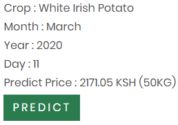 Farmula_'s tweet photo. What a week😓!!!

Wed. 11th Mar. 
Shangi Potatoes 🥔 50kg extended 
NRB 🇰🇪

- Market price: Ksh 2800
- Farmula predicted price: Ksh 2171.05 
- Percentage error: 22.46%

You can test our predictor here https://t.co/OUqs4rEg3b

#Farmula #Nairobi #Agritech https://t.co/SAmOCzqBWE