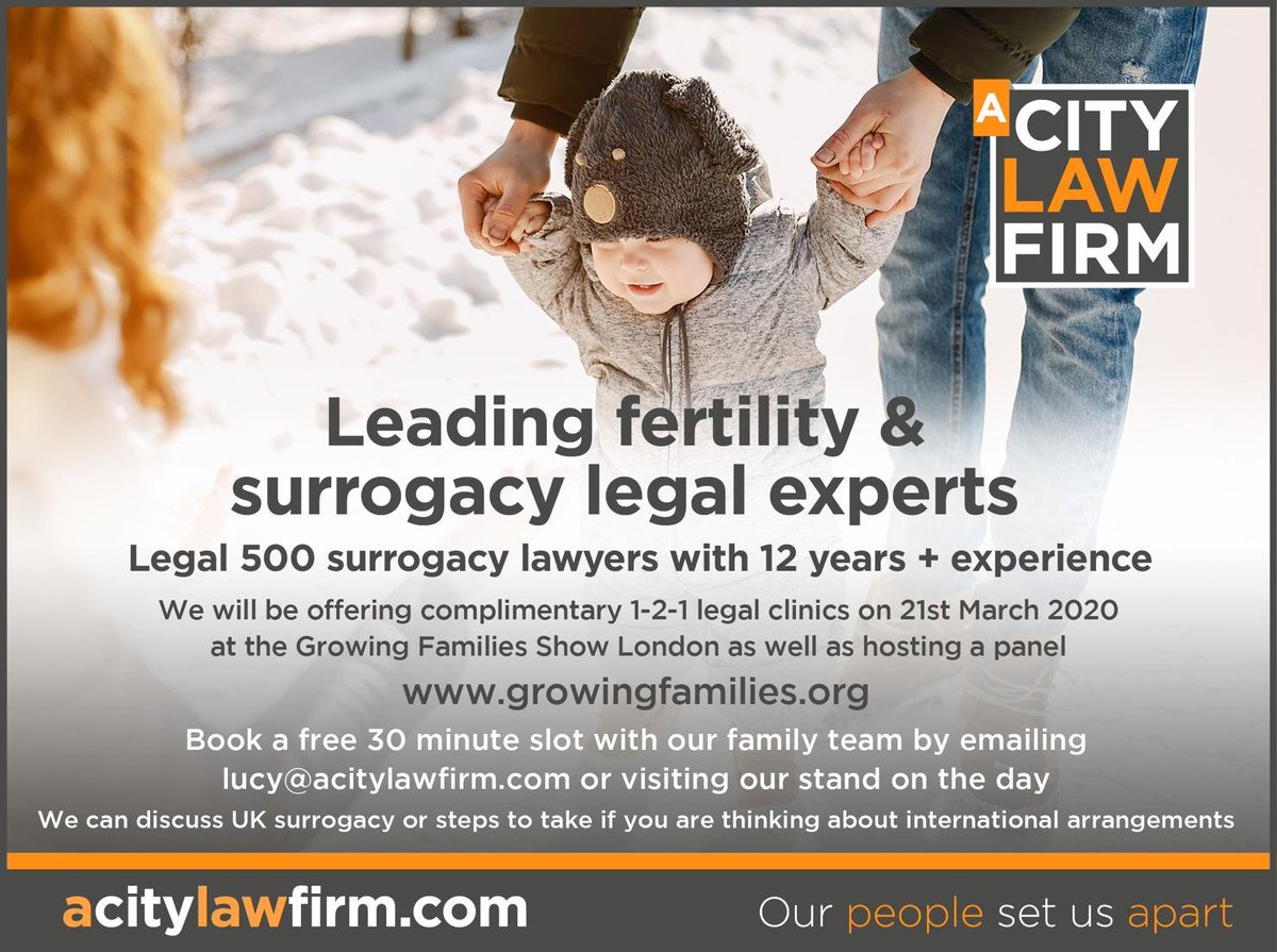 Excellent opportunity for 1-2-1 legal clinics at <a href="/GF_Globally/">Growing Families</a> event on Saturday 21 March. Our legal experts will be on hand for anyone wanting to discuss all things #Surrogacy