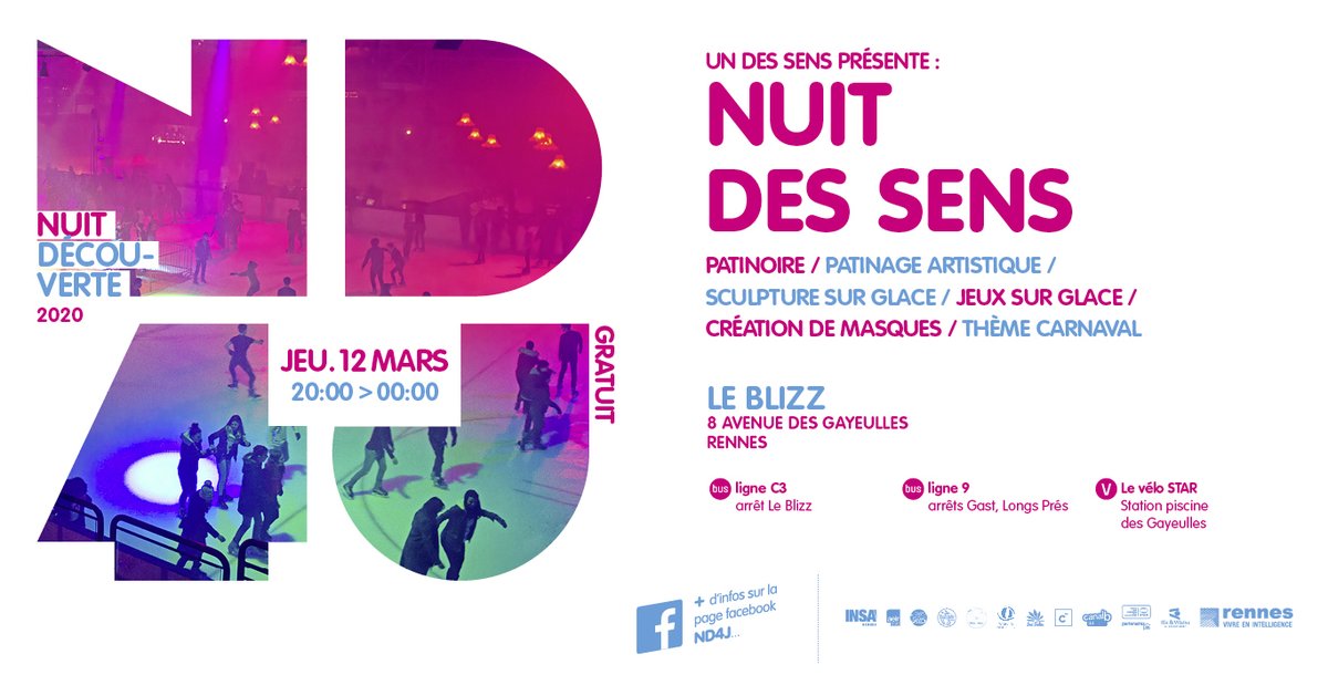 metropolerennes's tweet photo. Jeudi 12 mars, c'est l'occasion de patiner gratuitement au Blizz à #rennes pour la soirée #ND4J
Spectacle, animations (peinture sur glace, mini-golf, stand de masques, biathlon nerf, sculpteur sur glace) et patinage à partir de 21h. https://t.co/pXHvtueO0Y
