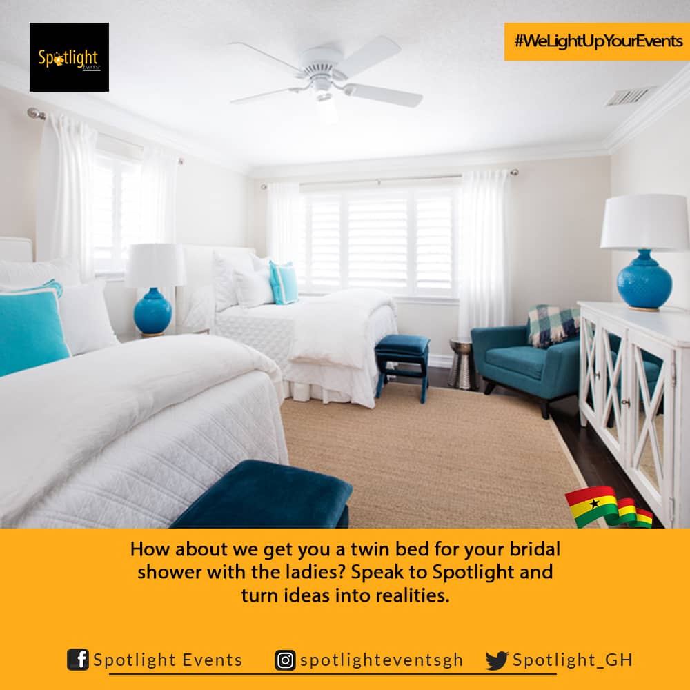 Spotlight__GH's tweet photo. How about we get you a twin bed for your bridal shower with the ladies? Speak to Spotlight and turn ideas into realities.
#SpotlightEvents
#Spotlighteventsgh
#welightupyourevents https://t.co/nfXRZZzDPG