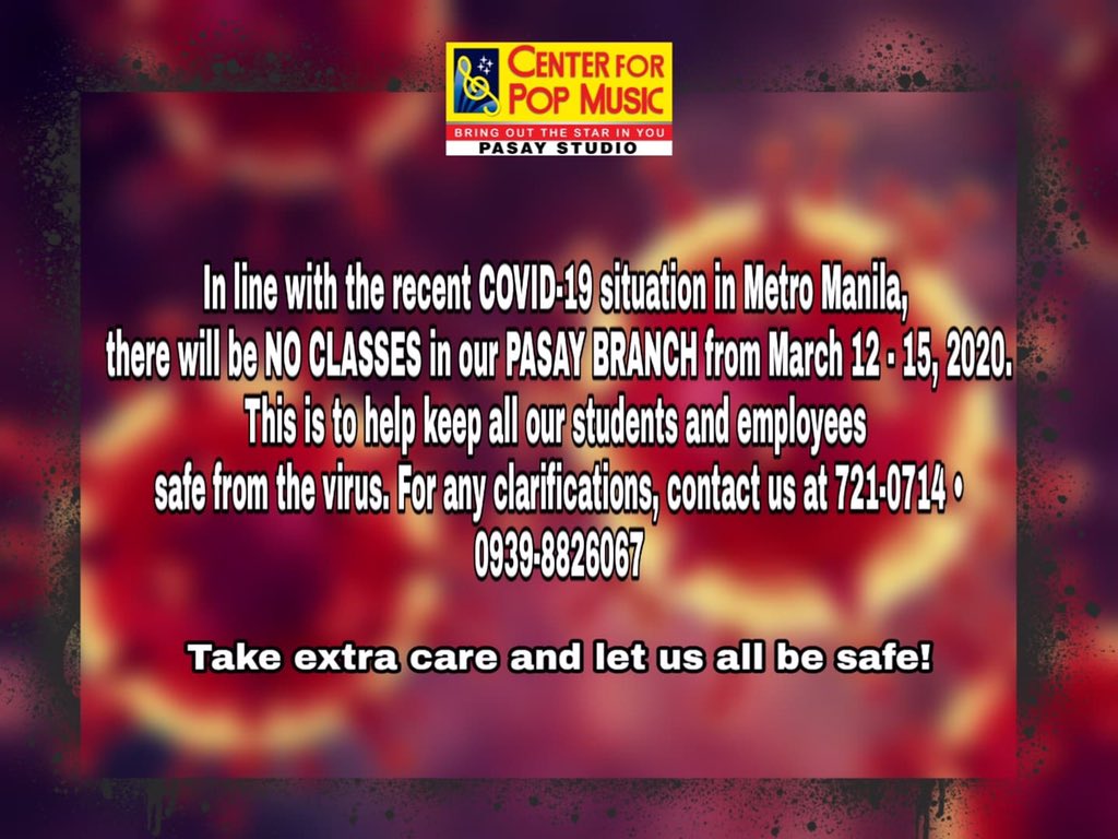 OfficialCPMPph's tweet photo. #centerforpopmusicph Pasay Studio Announcement 

☎️- 0939-8826067 • 7210731 https://t.co/F3fK41QDJi