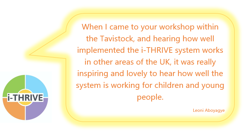 iTHRIVEinfo's tweet photo. Praise from @HaringeyCCG for our bespoke workshops. Almost 2/3 of children and young people within the UK fall within a locality where the #THRIVEFramework is being implemented, led by dedicated and hard-working members of the #iTHRIVECommunityofPractice. https://t.co/lqvpzarjxR