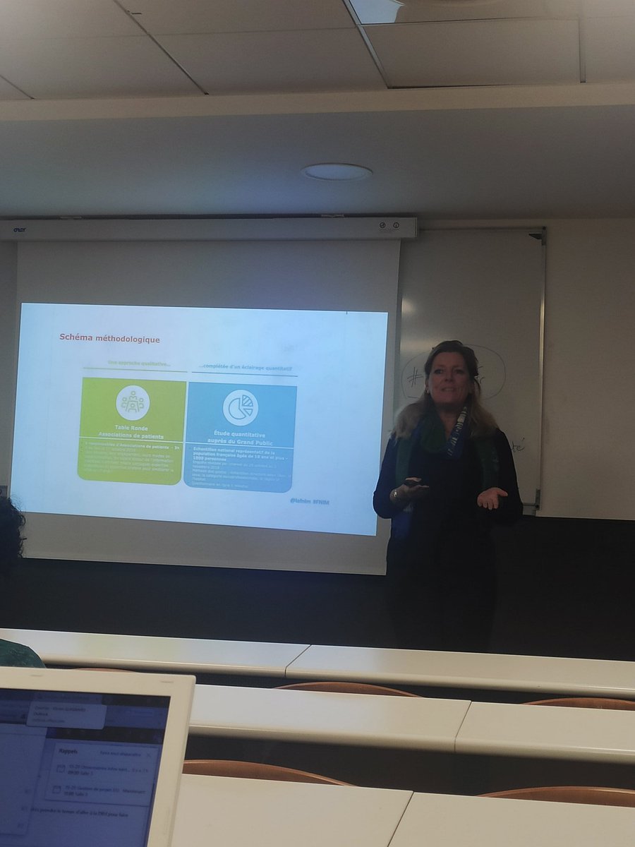 PiresChloe1's tweet photo. #Fnim #MBAComSante : @s_chevrel, Présidente de @Obsinfosante, membre de @lafnim et CEO de @acteursdesante  présente les résultats d'une étude menée avec @BVASante portant sur l'amélioration de la relation #patient/#soignant. https://t.co/BftPib2Q0g
