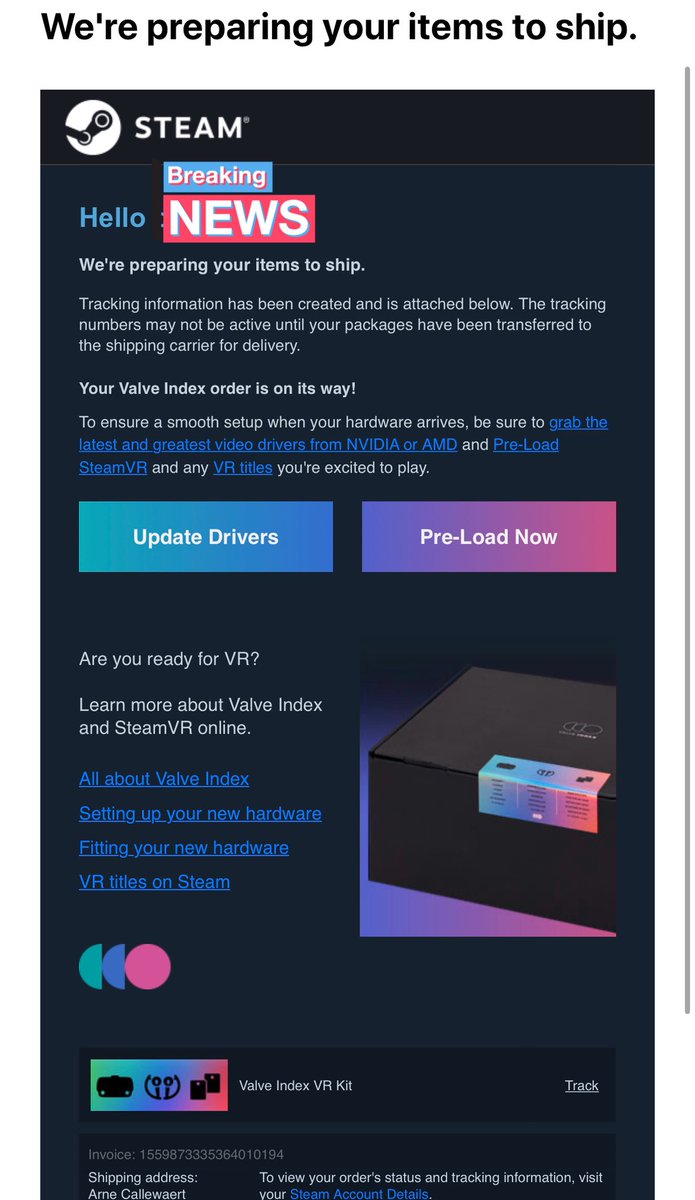 steam valve index shipping