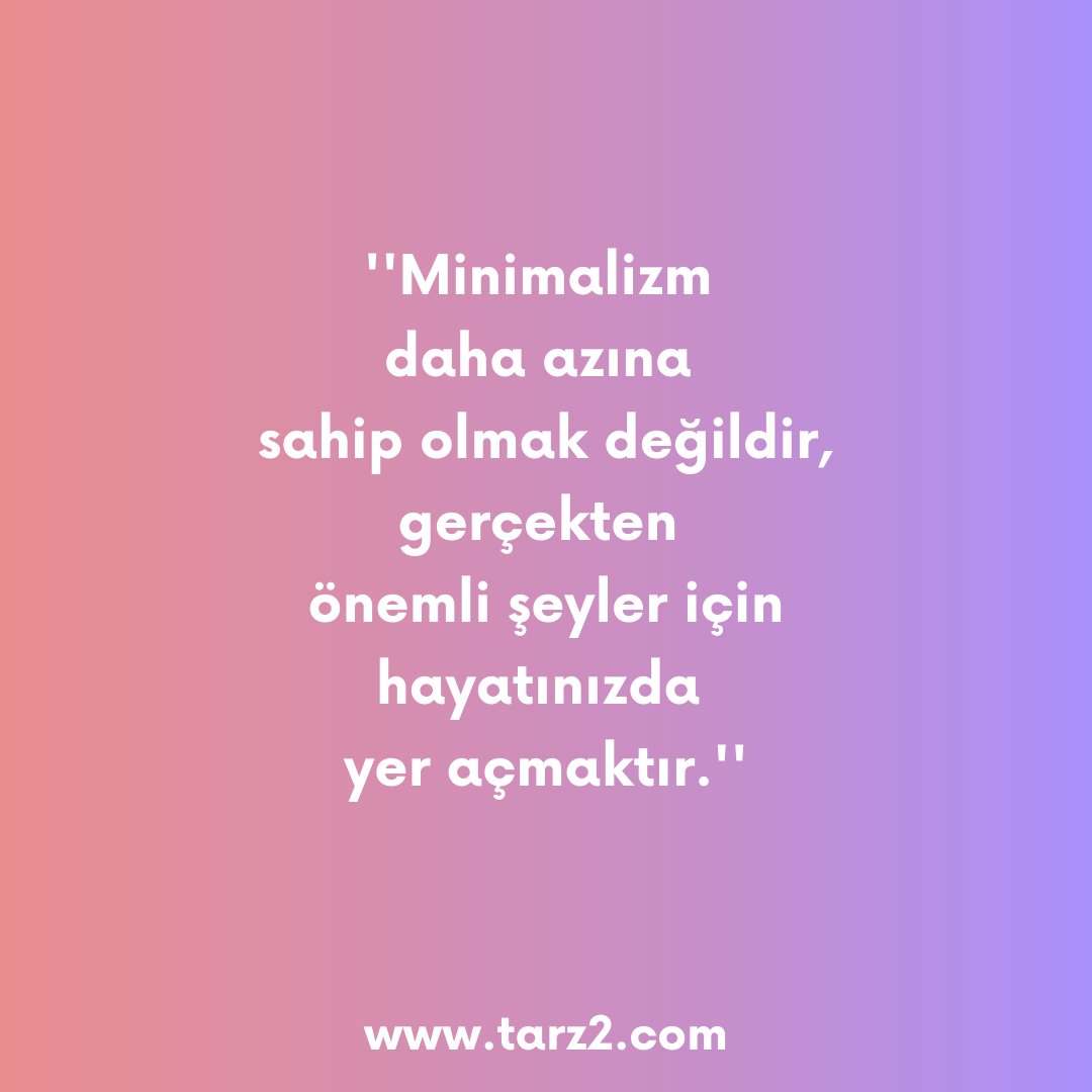 Hayatınızda sizin için daha çok önem arz eden şeylere yer açmak, kendinize, sevdiklerinize ve işinize daha çok #zaman ayırabilmek için #minimalizm felsefesini benimseyebilir, hayatınızdan işlevi olmayan eşyaları ve giymediğiniz kıyafetlerinizi çıkararak sadeleşebilirsiniz. 🙏