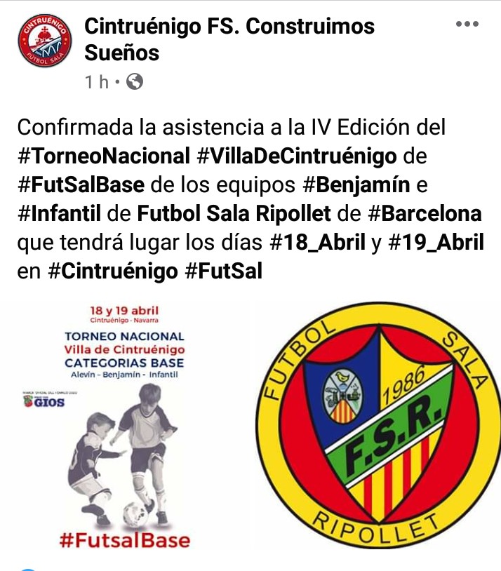 Cintruenigofs's tweet photo. #confirmacion asistencia #TorneoNacional #villadecintruenigo #futsalbase
Gracias #FSRipollet por vuestra confianza !!!!
💪💪💪💪 https://t.co/mo8f52z2HL