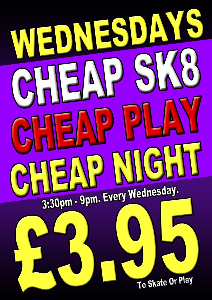 FunkysNorwich's tweet photo. Join Us Today 3:30pm-9pm For Our CHEAPER DEAL!
Skate Or Play £3.95 Each.
Skate &amp; Play £5.50 Each. Skate Hire £1 If Needed. https://t.co/CdKFPDVWct