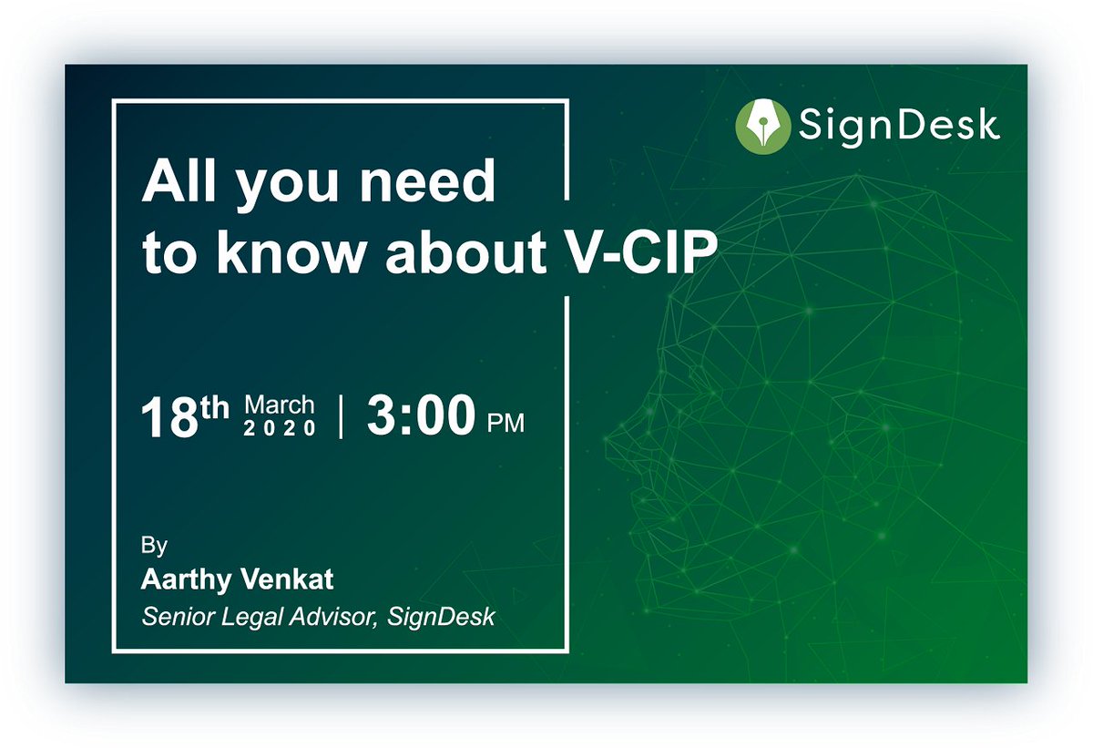 melentoai's tweet photo. Wondering what #VCIP means for your business? Tune in to #SignDesk webinar - “All you need to know about VCIP'' on Wed, March 18, 2020 @ 3 PM IST and get your questions answered! Register free: https://t.co/1icoW80nwb
#VideoKyc #RBIVCIP #eKYC
@kadsur @KrupeshBhat @aarthyvenkat https://t.co/CIDapXddIr