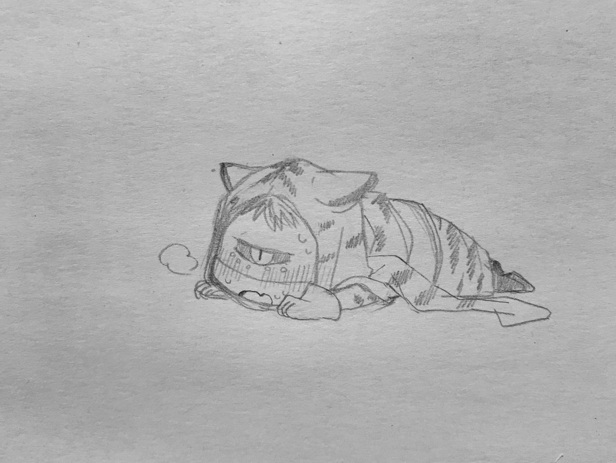 「お熱でダウンしてるトラチャン 」|えんり:やつがしらのイラスト