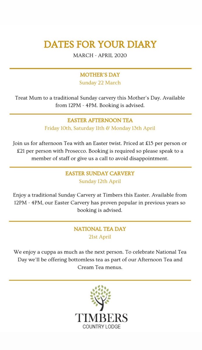 DATES FOR YOUR DIARY.