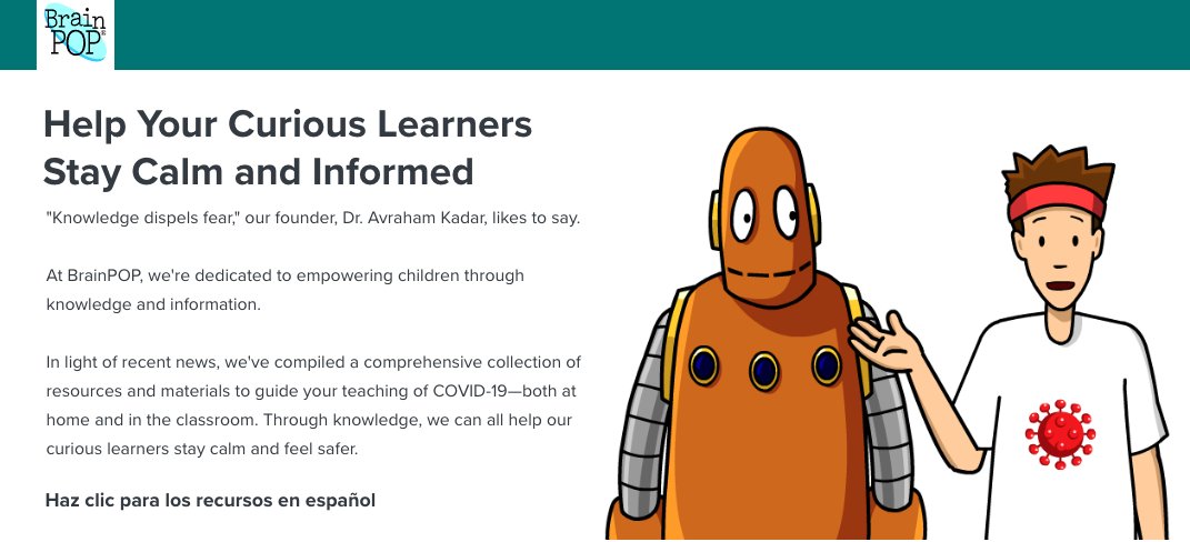 Love this messaging by <a href="/brainpop/">BrainPOP</a>. Kids are curious about this. I know my 3 girls are looking to me and my wife for how we are reacting to this. Keeping calm and giving guidance and information is important. Kids CAN detect stress and panic. #FutureReady