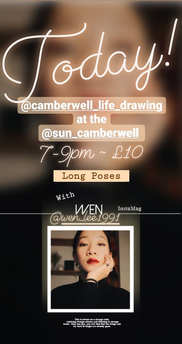 🌟#TODAY🌟

We have WEN #modelling for us!

We'll have a #LONG #POSES session with poses from 15 to 30min 👩🏻‍🎨👨🏻‍🎨 

Join us for a #relaxed &amp; #Creative eve ALL LEVELS WELCOME! 😄

⌚ 7-9pm
🏠 <a href="/SunofCamberwell/">Sun of Camberwell</a>
💷 £10 - £6 for stdnt
🎨 FREE Materials
😊 #Dropin 

#CAMBERWELL #Art