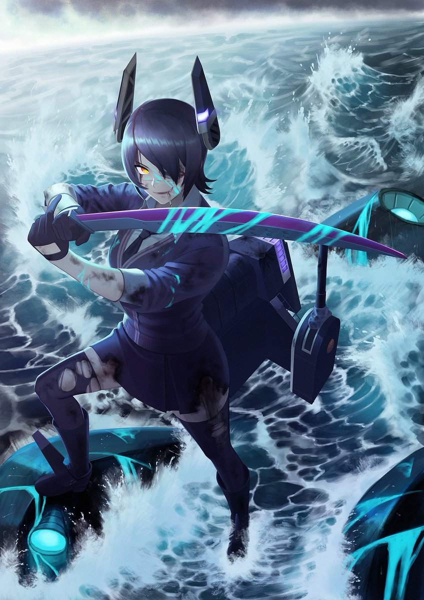 戦艦レ級 ,天龍(艦これ) 「天龍…すこだ…
#天龍進水日 」|ただのサボテンのイラスト