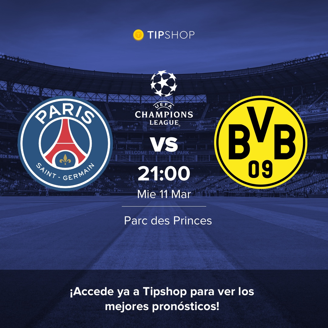 Tipshop_app's tweet photo. 👉🏻Descubre las mejores apuestas para el partidazo de champions entre PSG y Borussia Dortmund en Tipshop ¡No te las pierdas!⁠ ⚽⁠
⁠
⁠
#apuestasdeportivas #apuestas #tipsters #tipster #pronosticosdeportivos #champions #championsleague https://t.co/7Td6TQ7YoF