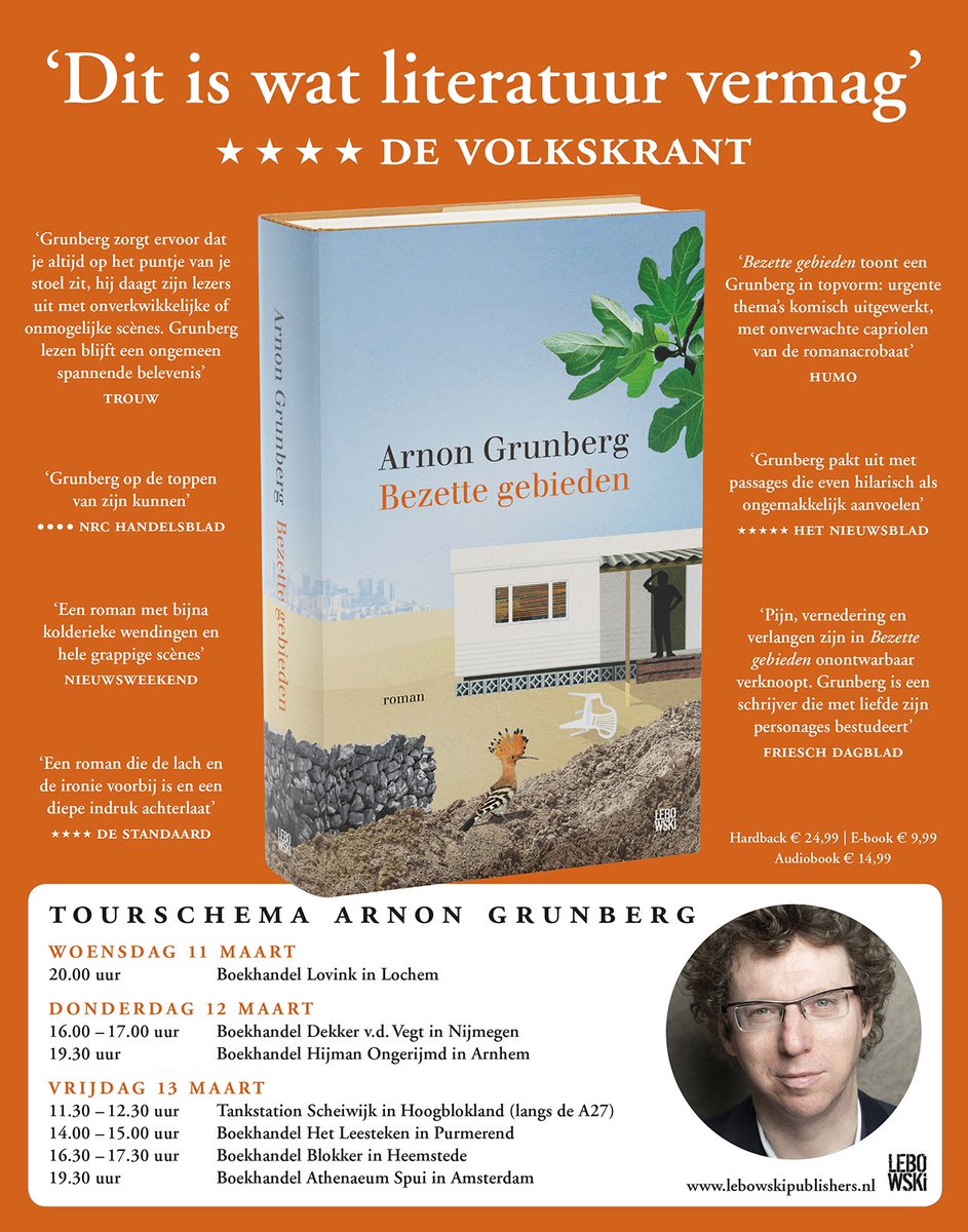 On the road (met kipcaravan!) met <a href="/arnonyy/">Arnon Grunberg</a> Optredens, signeersessies en interviews 11-13 maart bij <a href="/lovinksboeken/">Boekhandel Lovink</a> <a href="/DekkervdVegt/">Dekker v.d. Vegt</a> #hijmanongerijmd <a href="/Scheiwijk/">Scheiwijk A27</a> #hetleesteken @bkhblokker <a href="/Athenaeum/">Athenaeum Boekhandel</a> #bezettegebieden NOTE: optreden zaterdag 14/3 bij <a href="/Gianotten013/">Gianotten Mutsaers</a> gecanceled ivm #corona