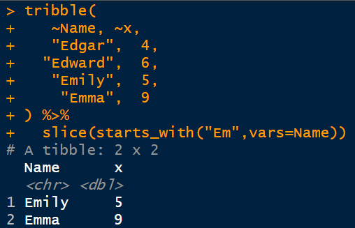 MyKo101AB's tweet photo. #TIL #rstats #TILR
#tidyhelpers are designed to be used for selecting columns/variables, but you can use them `slice()` to select *ROWS* based on a variable!
Pass the variable as the `vars` argument.
#rstats #statstwitter #tidyverse #LJMU_MSIT https://t.co/8z545LfKyC