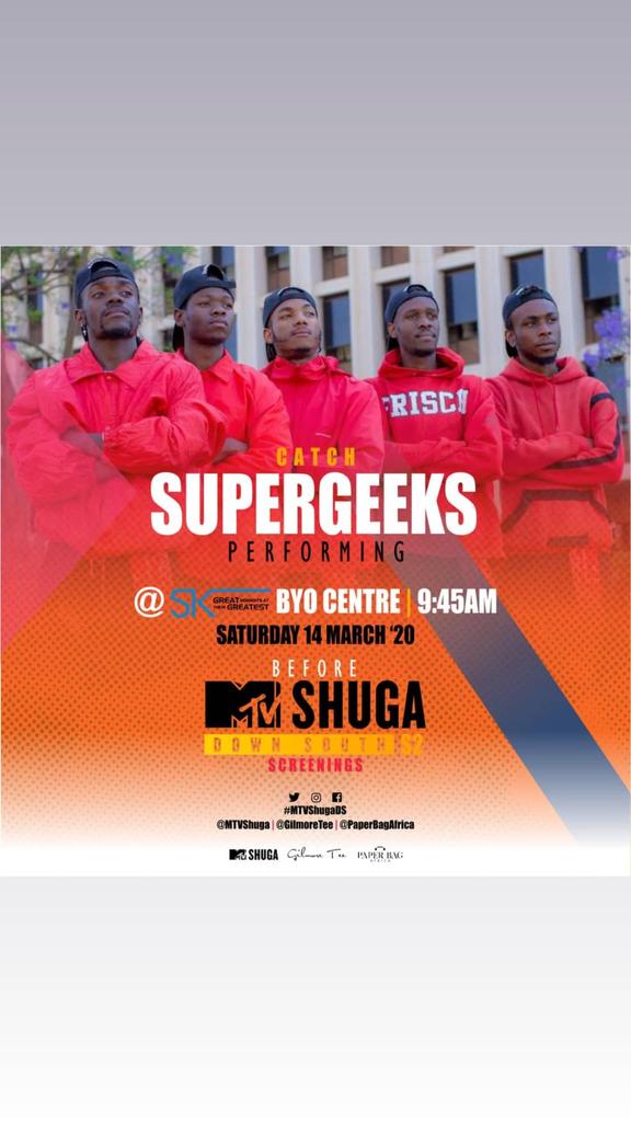 SuperGeeksDance's tweet photo. Catch us performing live on Sat by bulawayo center.. @GilmoreTee @PaperBagAfrica @MTVShuga @citezw @ByoArtsAwards https://t.co/5cnnQ7Daps