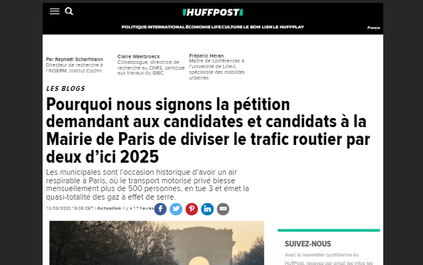 LaRueEstANous75's tweet photo. [📢Tribune]
50 professionnels de santé, chercheurs et associations ont signé notre tribune #LaRueEstANous : candidat.e.s aux #Municipales2020 il est urgent d’agir pour réduire la place de la voiture‼️
 
👉La pétition : https://t.co/6MOvy7EhbZ
 
📰Tribune : https://t.co/CrMoM56ijX https://t.co/bEVv00nzT1