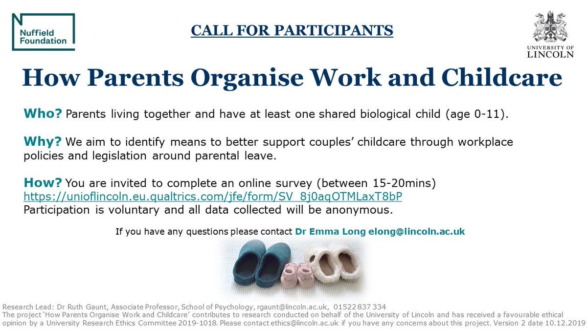DadsRockOrg's tweet image. Can you help Dr Emma Long with her research? she is looking at how parents organise work and childcare, here's the link if you have time to help: 
unioflincoln.eu.qualtrics.com/jfe/form/SV_8j…