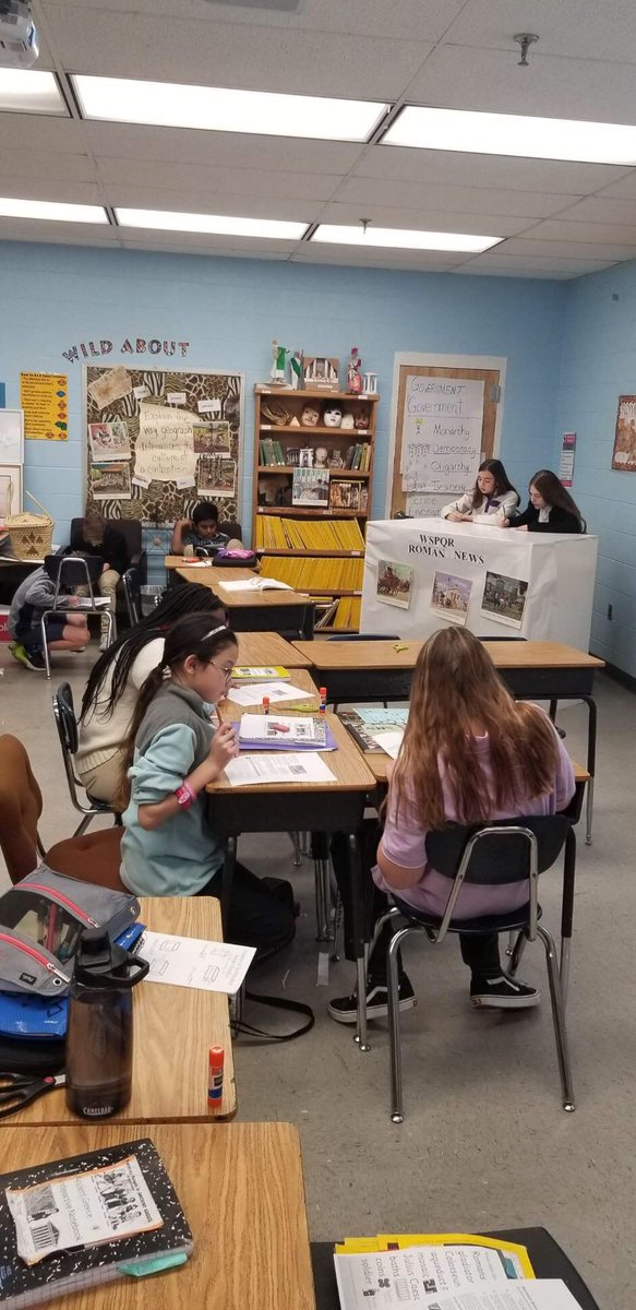 Our 6th grade Owls hard at work.... studying the branches of government in Ancient Rome.