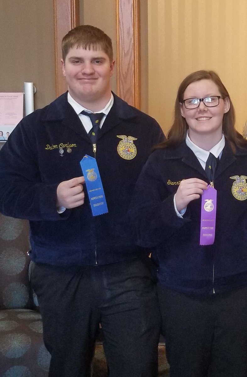 OvertonFFA's tweet photo. Congratulations to these two for being selected as our FFA Member of the Month! They both got individual ribbons in the Food Science CDE contest. Siarra recieved purple with a 5th place finish and Dalton received blue with a 10th place! #WeROverton https://t.co/m8Tji9CjpU