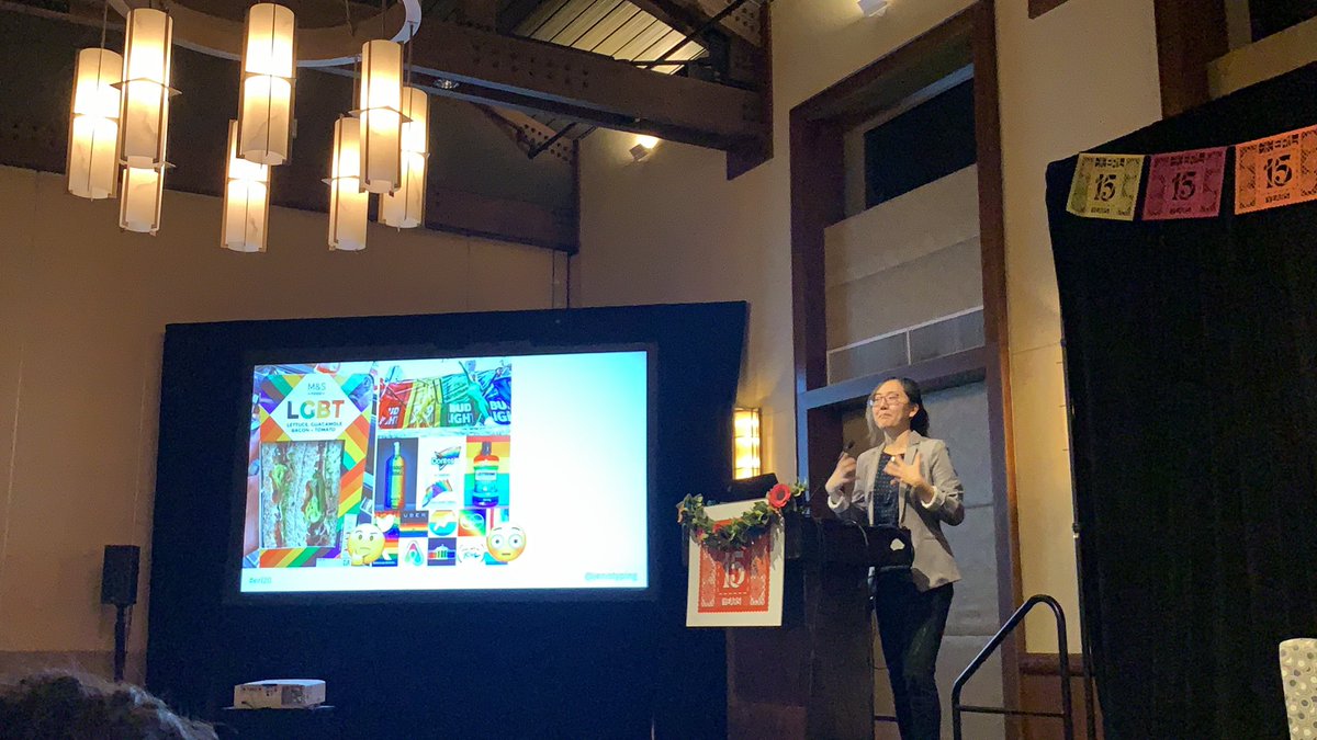 JenShimada's tweet photo. “We focus on Instagrammable, surface level celebrations. Rainbow barfing, but not actually considering needs of LGBTQ people in company.” @jenistyping #erl20 https://t.co/Ya0YGheqwS
