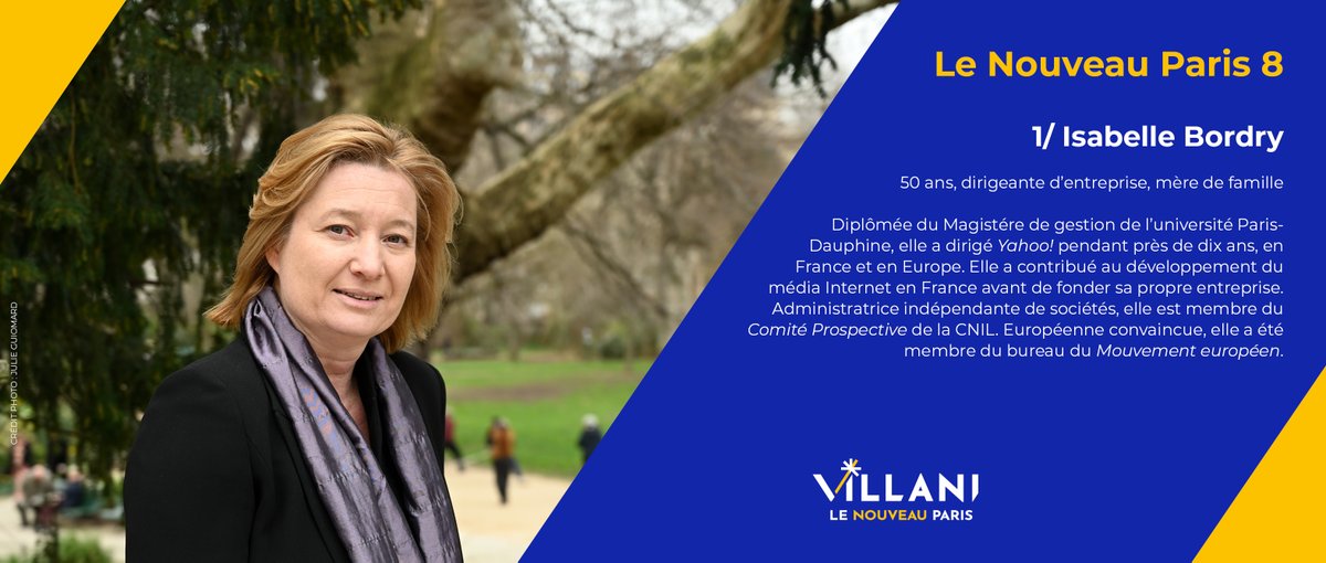 Paris 8 avec Villani (@villaniparis8) on Twitter photo Découvrez tous nos colistiers du #NouveauParis dans le 8e ! Une équipe issue de la société civile, aux profils variés, expérimentée dans la gestion des projets publics ou privés, fédérée autour des ambitions de <a href="/VillaniCedric/">Cédric Villani</a> pour faire rayonner le 8e
TĂȘte de liste : <a href="/ibordry/">Isabelle Bordry</a> DĂ©couvrez tous nos colistiers du #NouveauParis dans le 8e ! Une Ă©quipe issue de la sociĂ©tĂ© civile, aux profils variĂ©s, expĂ©rimentĂ©e dans la gestion des projets publics ou privĂ©s, fĂ©dĂ©rĂ©e autour des ambitions de <a href="/VillaniCedric/">CĂ©dric Villani</a> pour faire rayonner le 8e
TĂȘte de liste : <a href="/ibordry/">Isabelle Bordry</a>
