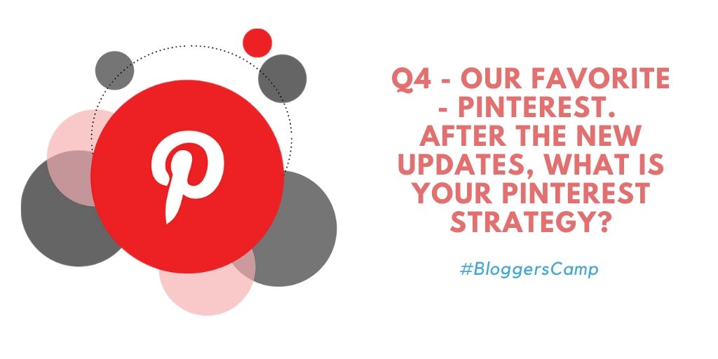 BloggersCamp's tweet photo. Q4 - Our favorite channel - Pinterest. We discussed some strategies earlier. How about telling us what has worked? Also, with the new update, Pinterest has been asking for new content pinning...how is that working for all? #BloggersCamp https://t.co/53VqEuInn9
