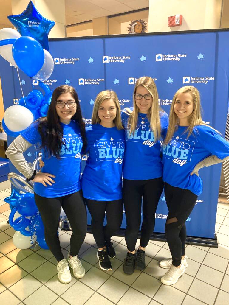 IndStAccount's tweet image. some of our very own @IndStSpirit members at the Give To Blue pep rally! did you give today?! There’s still time!