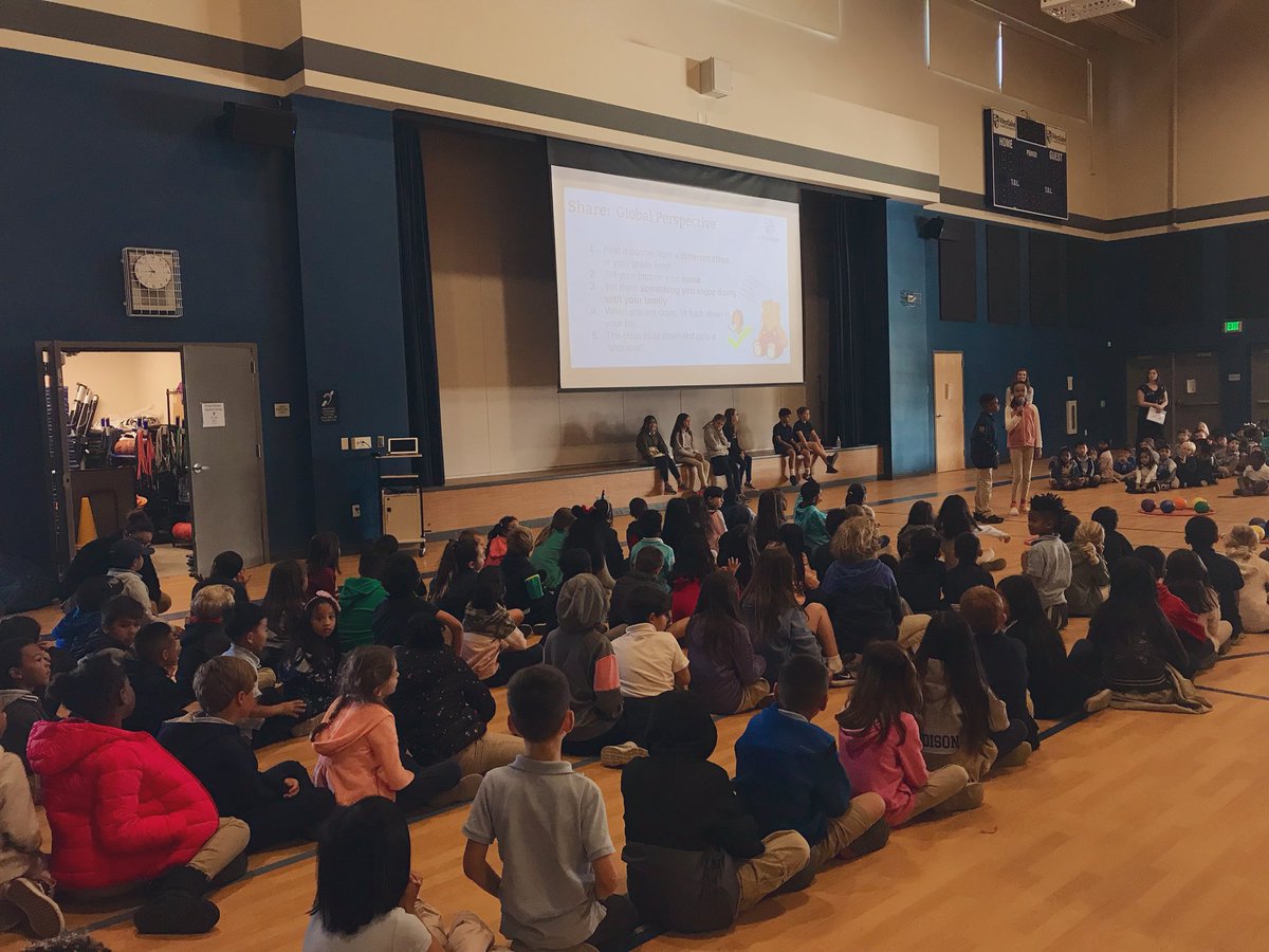 MrsPoolesClass_'s tweet photo. 5th grade explorers are doing an amazing job leading the k-2 morning meeting! So creative incorporating global perspective! #WCS #WCSGlobalPerspective https://t.co/I0e5ceWlzT
