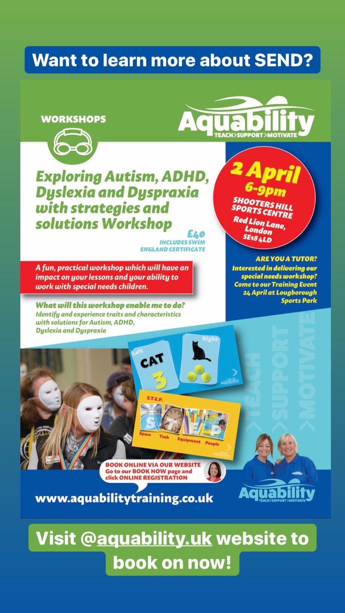 Want to learn more about SEND? Then come and join us on 2 April 2020

Shooters Hill Campus, SE18

Get in touch or head to our website to book on.

Look forward to seeing you! <a href="/WorldofSwimming/">World of Swimming</a> @G0INGSWIMMINGLY <a href="/familieslkb/">Families London Kent</a>