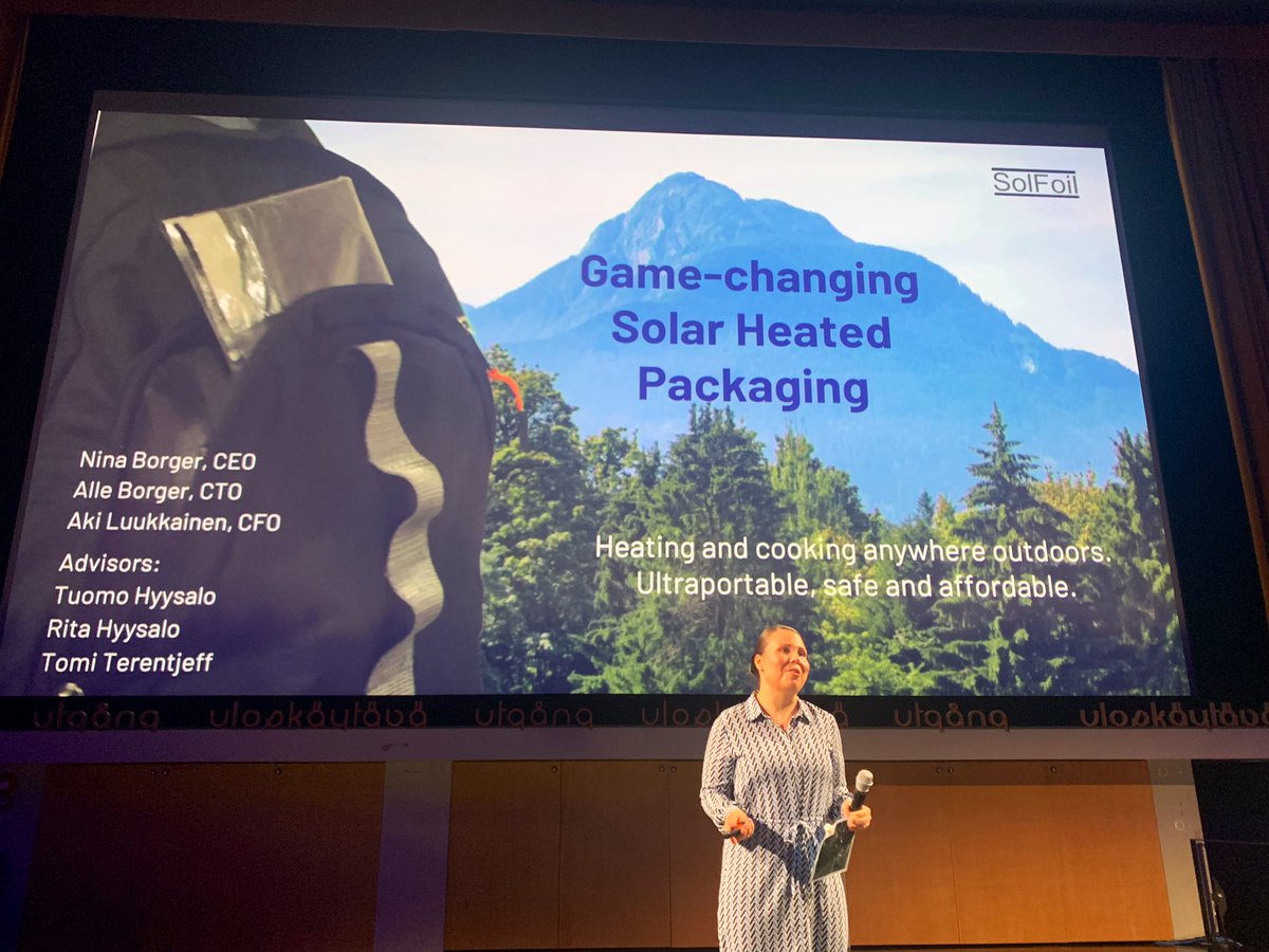 thehubio's tweet photo. Nina Borger, CEO of #Solfoil is up next. Solfoil is working on their first pilot for water heating pouches. Creating a more sustainable world π¦ @foil_sol β‘οΈ #hubinvest @DanskeBankFI @thehubio @MariaZeroOne #nordicmade #helyes #maria01 https://t.co/G0uN5XcBqX https://t.co/5D1xQyGHeQ