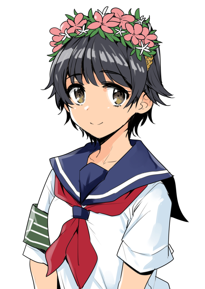 uiharu kazari 1girl sakugawa school uniform solo school uniform black hair short hair serafuku  illustration images