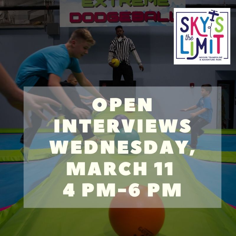 SkysTheLimitKY's tweet photo. If you are looking for a great job, stop by Sky's the Limit on Wednesday, March 11 from 4-6 PM for an Open Interview! https://t.co/T5t3Zk4Zqa