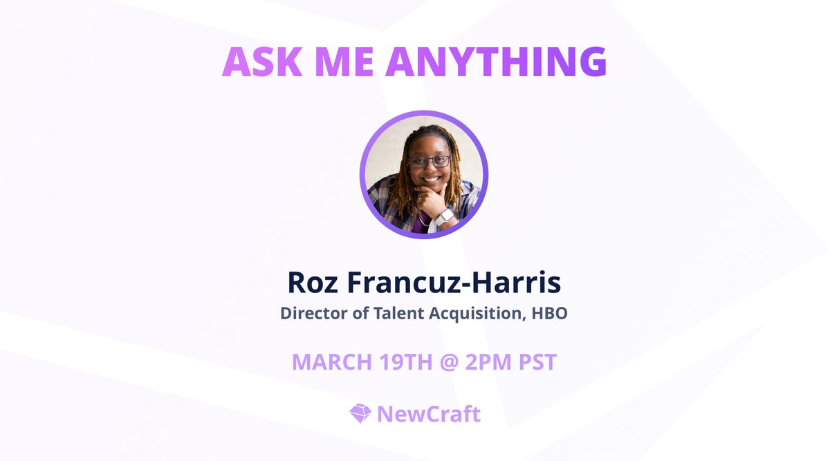 We're excited to announce @RozTheRecruiter as our very first NewCraft AMA.

Register here to join the chat on March 19th: newcraft.io/blog/ama-with-…